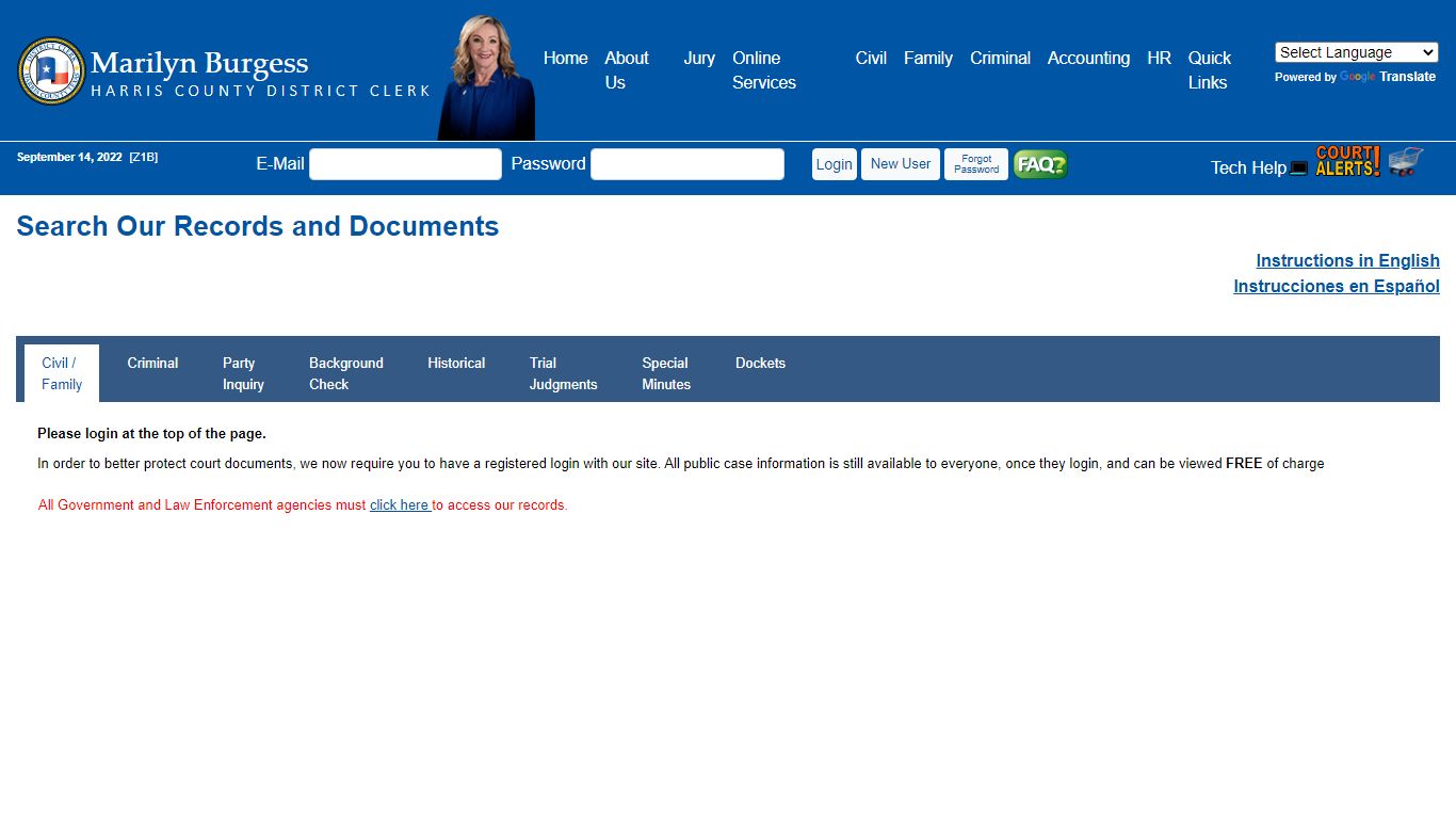 Search Our Records and Documents - Office of Harris County District Clerk